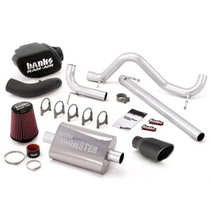 Jeep Wrangler Performance Exhaust - Banks Power - Banks Power Stinger, Monster Exhaust, Single Exit, Ram-Air Intake - Black - `07-`11